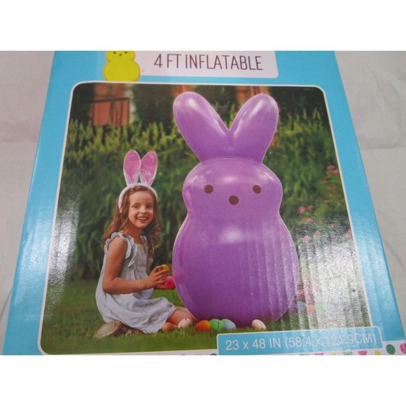 Purple Easter Bunny Inflatable Peep New In Box 4ft Tall Solid Pastel Color - Picture 2 of 12